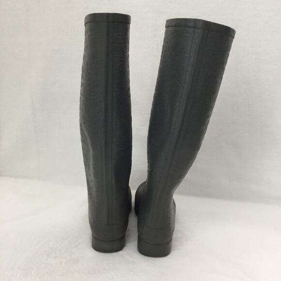UGG Women's Wilshire Embossed Logo Pattern Tall Rain Boots, Charcoal \ Grey Sz 9 - Picture 6 of 11